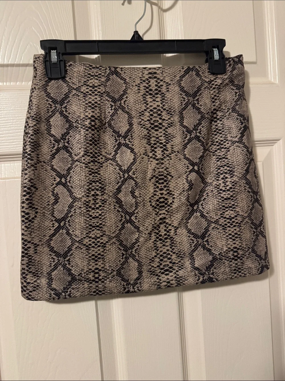 Snake Print Mini Skirt in Taupe and Black
